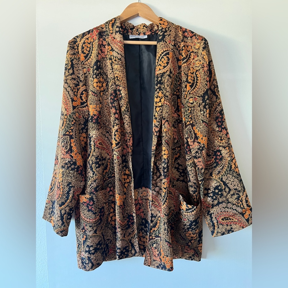 Black and Orange Blazer with Tailored Fit